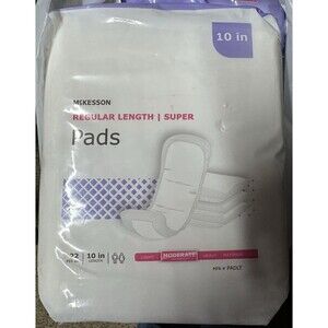 4 Packages 22 Each McKesson Regular/Super 10” Length Incontinence 88 Total Pads
